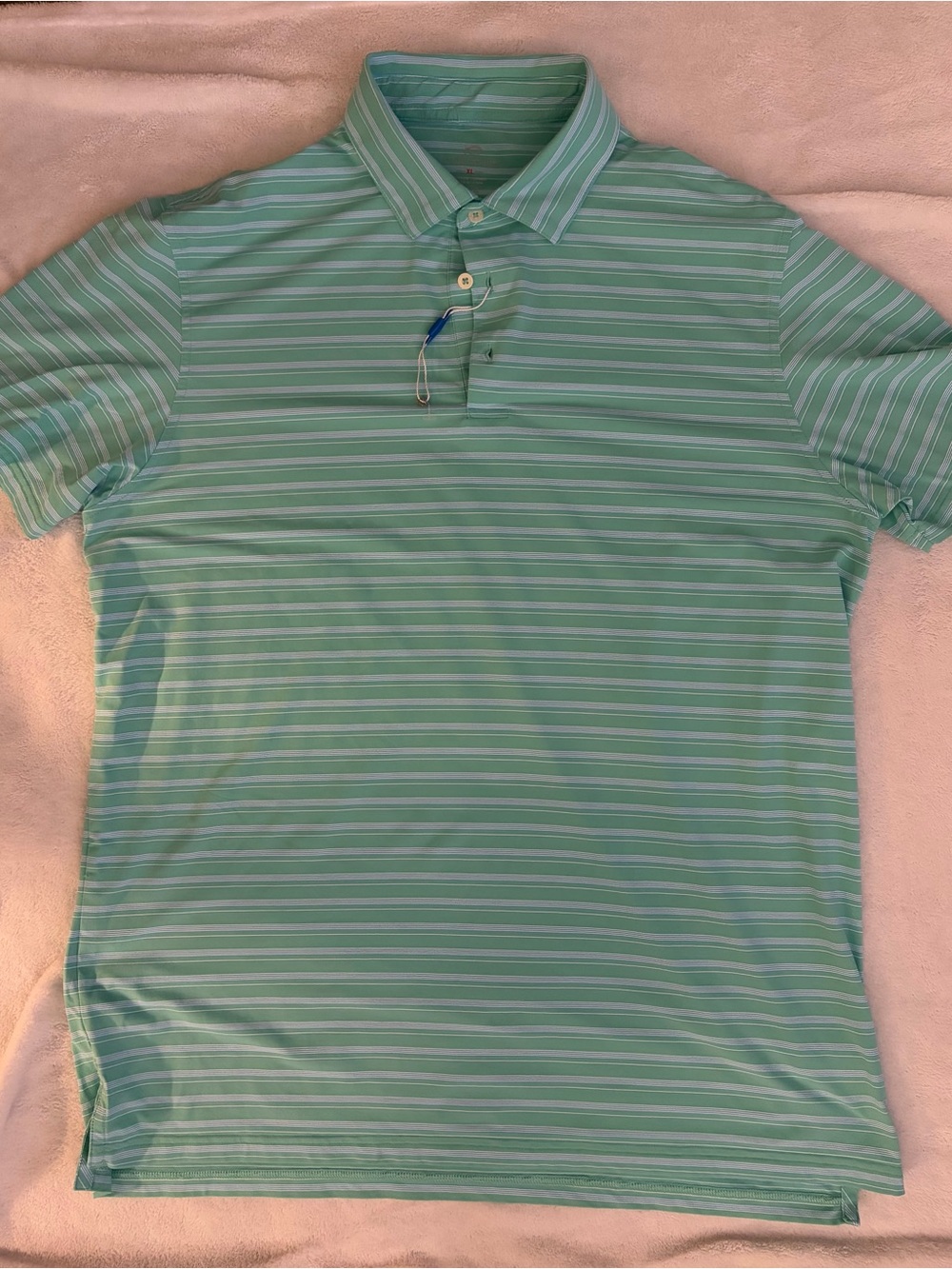 Southern Tide brrr Performance Polo Men’s XL Green Stripe Golf Shirt EUC